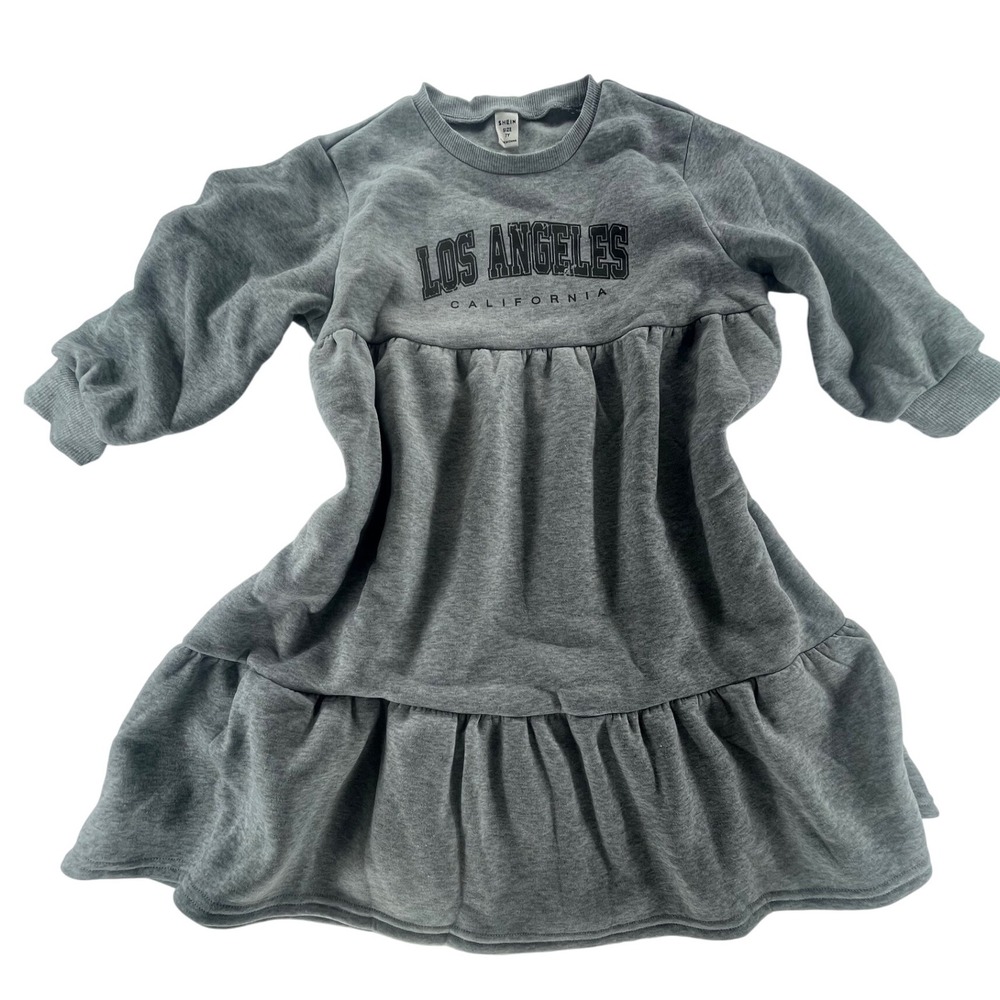 SHEIN‎ Kids Girls Los Angeles California Gray Sweatshirt Dress Size 7Y
